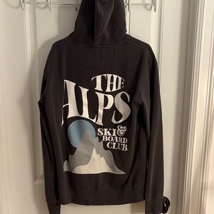 Harlow Charcoal Hoodie with Alps Ski Graphic